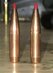 6.5mm Hornady 147 Grain ELD Match bullets inserted and extracted from coated Peterson 6.5 Creedmoor casings without inside neck chamfer.